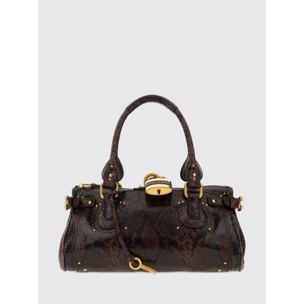 Chloe Women Chloe Paddington Python-Print Leather Handbag With Padlock